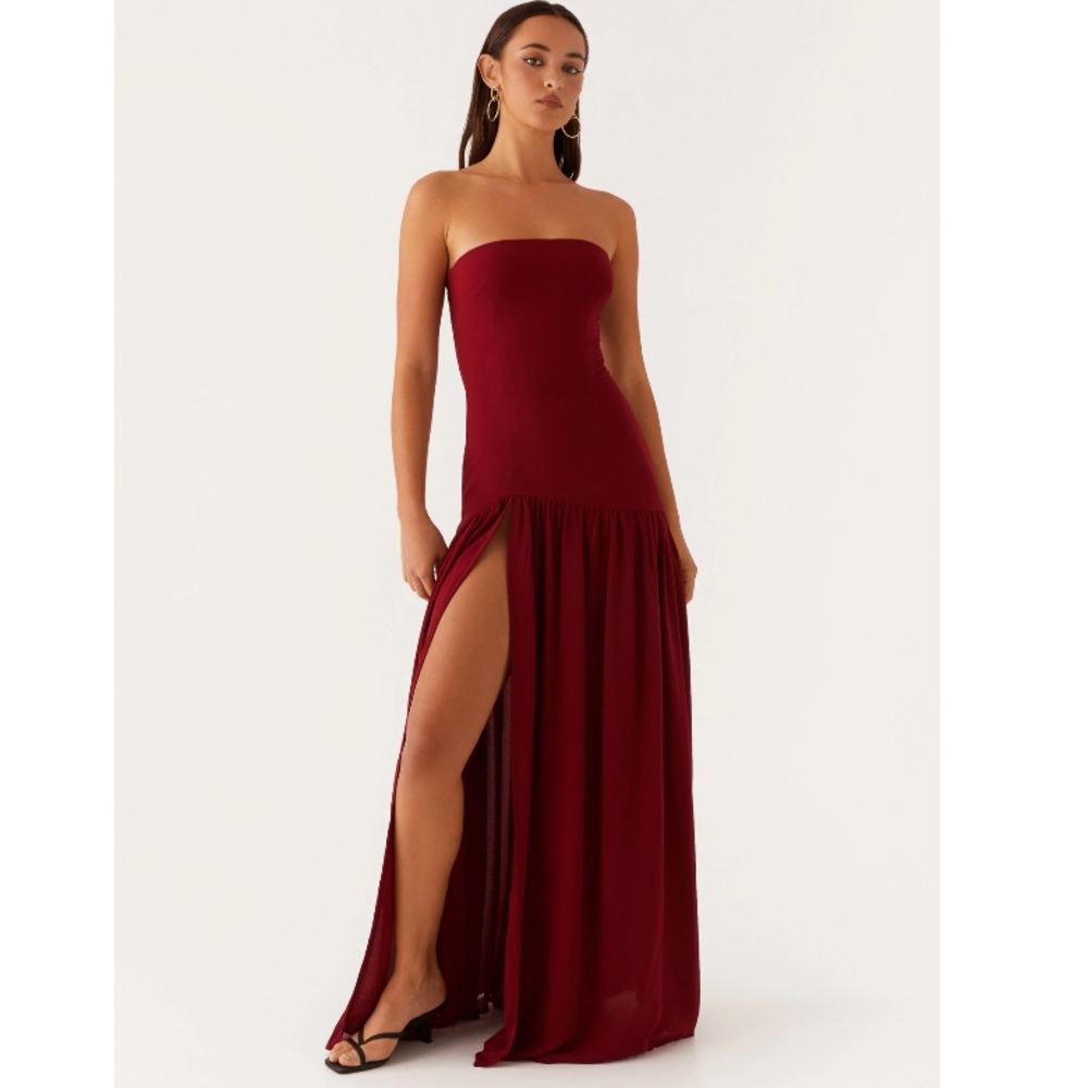 Peppermayo Eden Strapless Maxi Dress - Maroon